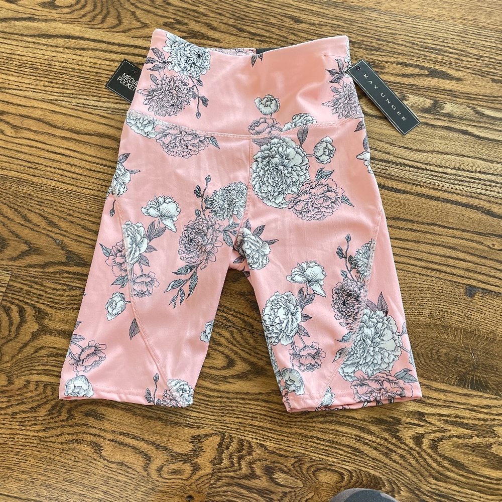 Kay Unger Peach Print Bike Exercise Shorts